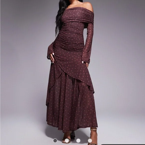 ASOS | Dresses | Asos Long Sleeve Off The Shoulder Maxi Dress | Poshmark